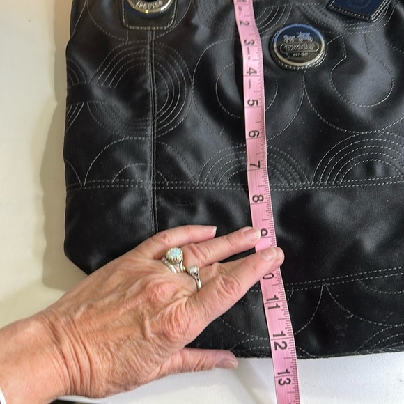 COACH LEATHERWEAR BLACK NYLON WITH SILVER ACCENTS TOTE HANDBAG - Picture 16 of 16